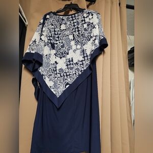 Women's R&M Richards Short Threadwork Poncho Dress